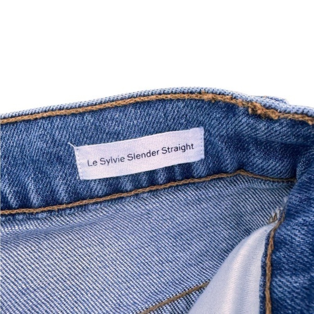 FRAME Le Sylvie Slim Straight Cropped Jeans Raw Hem Mid Rise Size 26 Blue EUC - Picture 9 of 16
